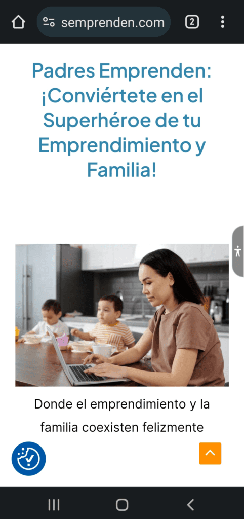 Captura de pantalla que muestra cómo se visualiza un sitio web en un smartphone.