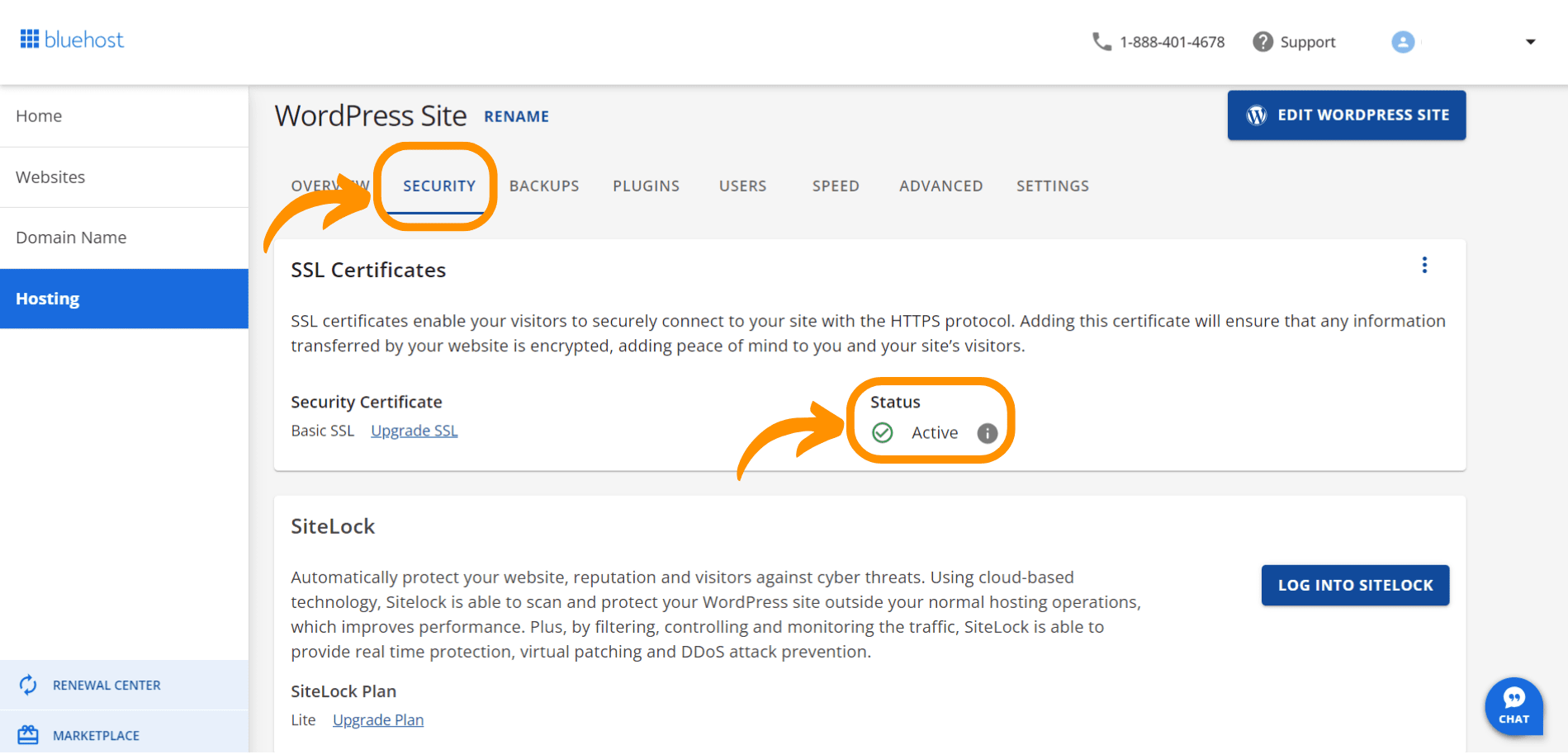 Captura de pantalla que muestra que el certificado SSL está activo. Algo muy relevante al crear nuestra página web porque esto hace que nuestro sitio web sea seguro.